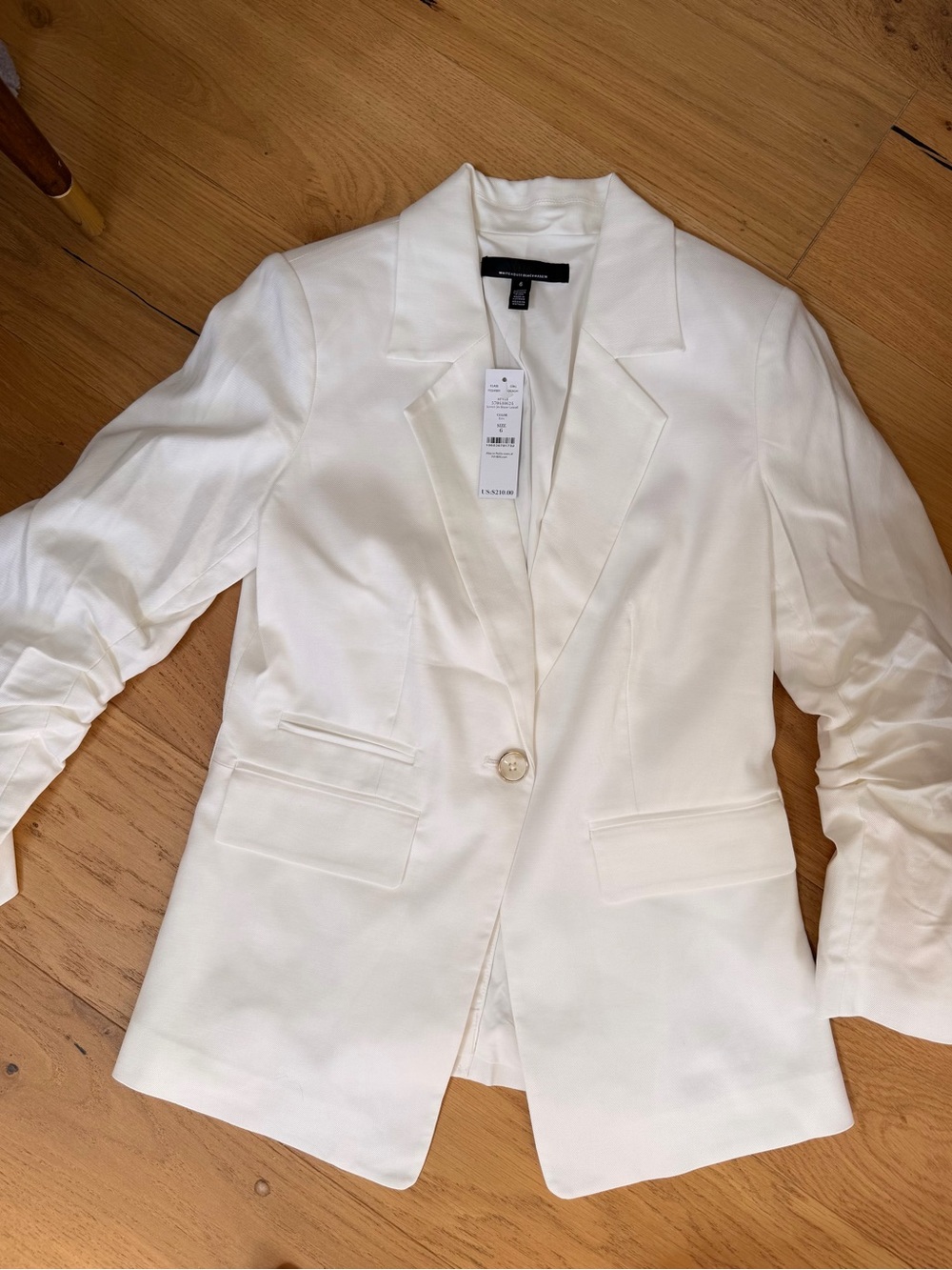 White House Black Market Ruched Sleeve Blazer Size 6
